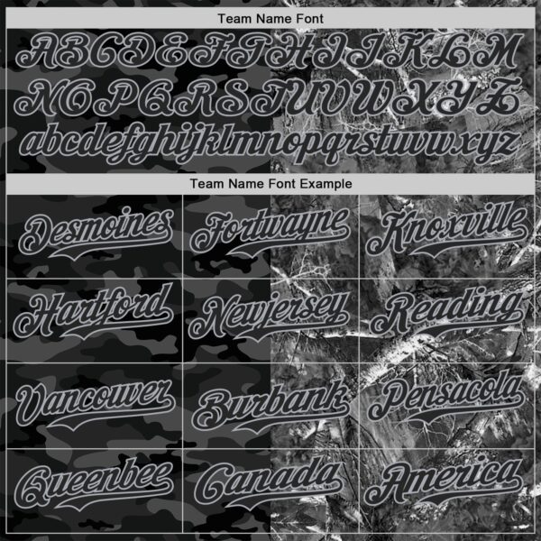 Custom Camo Black-Gray Woodland Forest Split Dark Camouflage Authentic Salute To Service Baseball Jersey