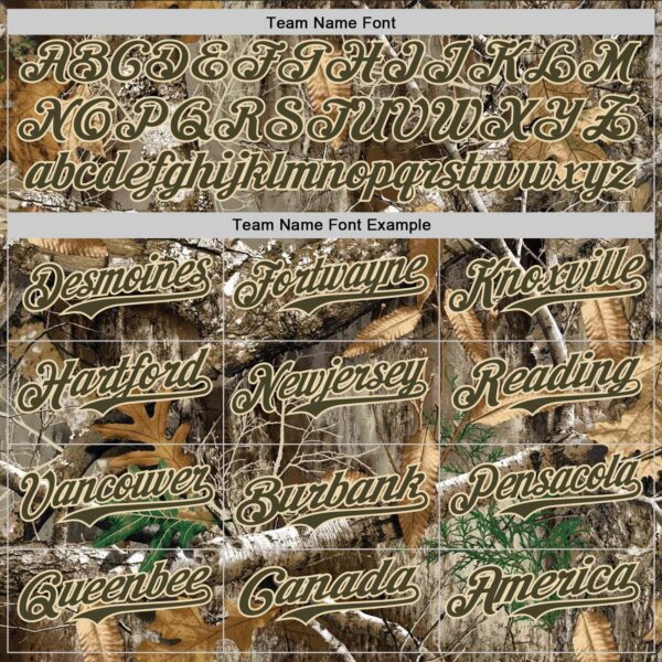 Custom Camo Olive-Cream Woodland Forest Camouflage Authentic Salute To Service Baseball Jersey
