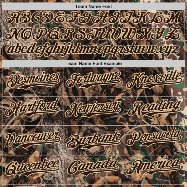 Custom Camo Brown-Cream Woodland Forest Camouflage Authentic Salute To Service Baseball Jersey