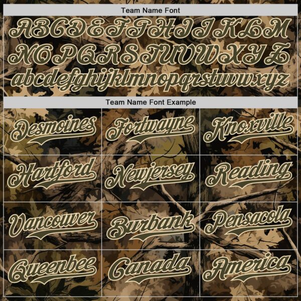 Custom Camo Olive-Cream Woodland Forest Tactical Camouflage Outdoor Leaf Authentic Baseball Jersey