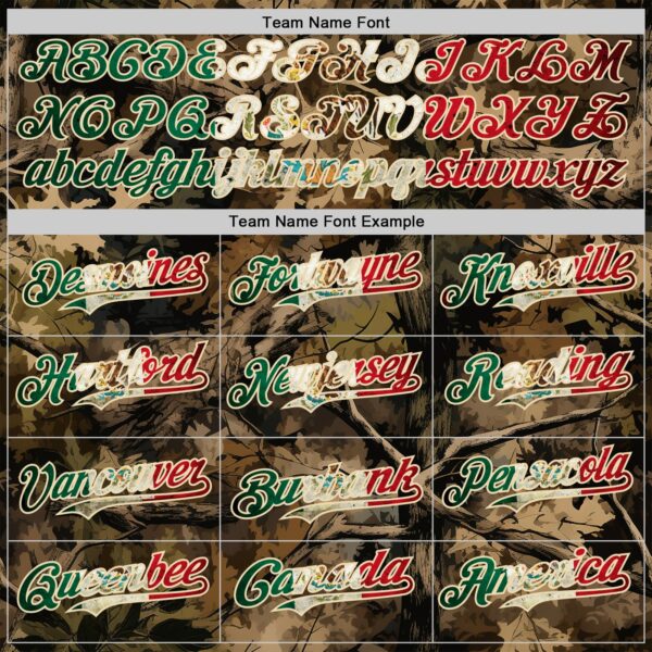 Custom Camo Vintage Mexican Flag Cream-Red Woodland Forest Tactical Camouflage Outdoor Leaf Authentic Baseball Jersey