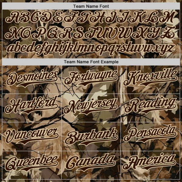Custom Camo Brown-Cream Woodland Forest Tactical Camouflage Outdoor Leaf Authentic Baseball Jersey