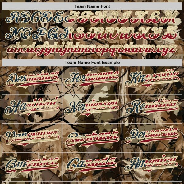 Custom Camo Vintage USA Flag Cream-Black Woodland Forest Tactical Camouflage Outdoor Leaf Authentic Baseball Jersey