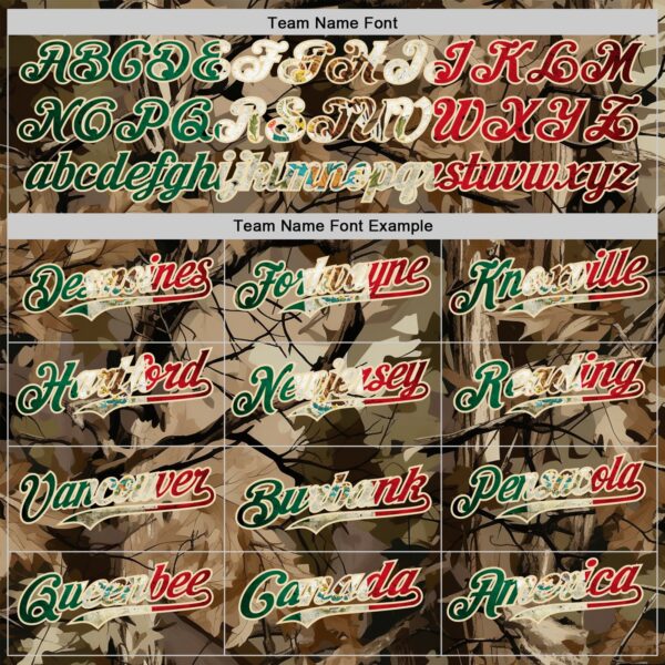 Custom Camo Vintage Mexican Flag Cream-Red Woodland Forest Tactical Camouflage Outdoor Leaf Authentic Baseball Jersey