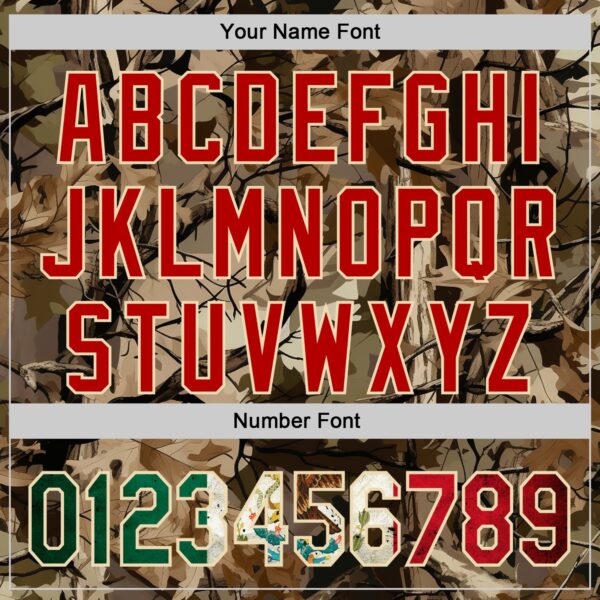 Custom Camo Vintage Mexican Flag Cream-Red Woodland Forest Tactical Camouflage Outdoor Leaf Authentic Baseball Jersey