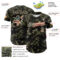 Custom Camo Vintage USA Flag Cream-Black Woodland Forest Tactical Camouflage Outdoor Leaf Authentic Baseball Jersey
