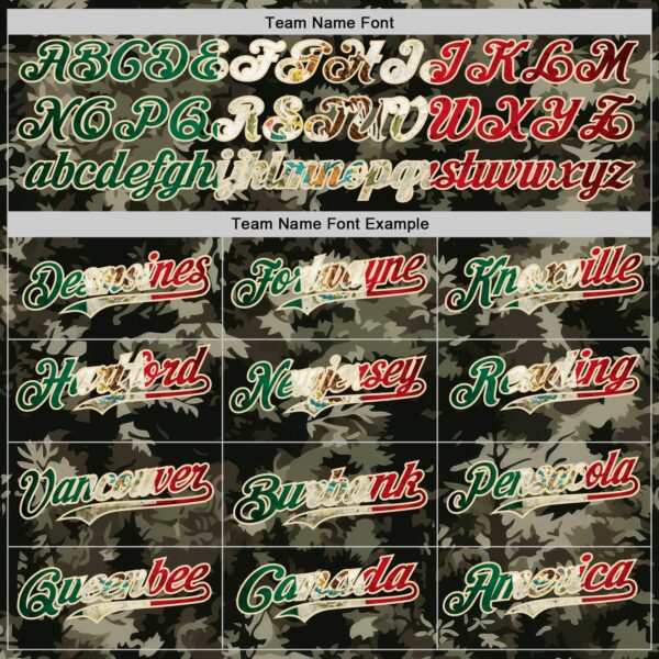 Custom Camo Vintage Mexican Flag Cream-Black Woodland Forest Tactical Camouflage Outdoor Leaf Authentic Baseball Jersey