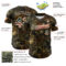 Custom Camo Vintage USA Flag Cream-Black Woodland Forest Tactical Camouflage Outdoor Leaf Authentic Baseball Jersey