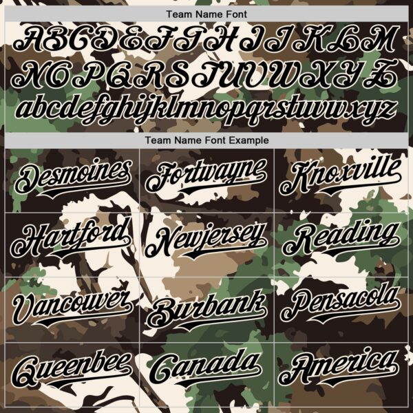 Custom Camo Black-Cream Woodland Forest Tactical Camouflage Outdoor Leaf Authentic Baseball Jersey