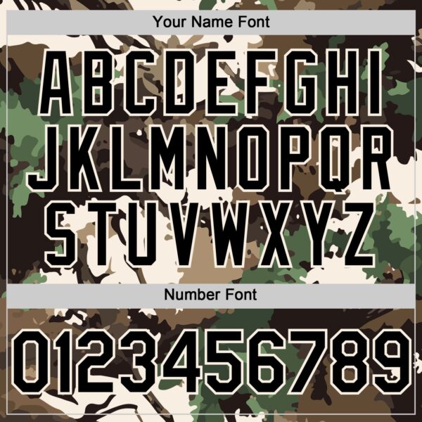 Custom Camo Black-Cream Woodland Forest Tactical Camouflage Outdoor Leaf Authentic Baseball Jersey