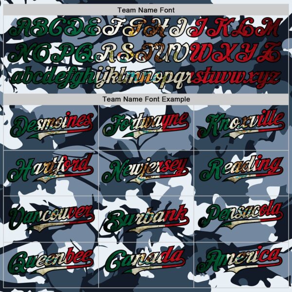 Custom Camo Vintage Mexican Flag Black-Red Woodland Forest Tactical Camouflage Outdoor Leaf Authentic Baseball Jersey