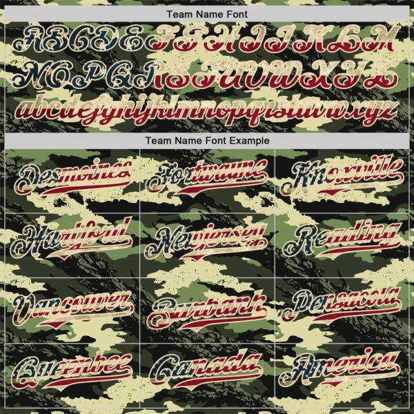 Custom Camo Vintage USA Flag Cream-Black Woodland Forest Tactical Camouflage Outdoor Leaf Authentic Baseball Jersey