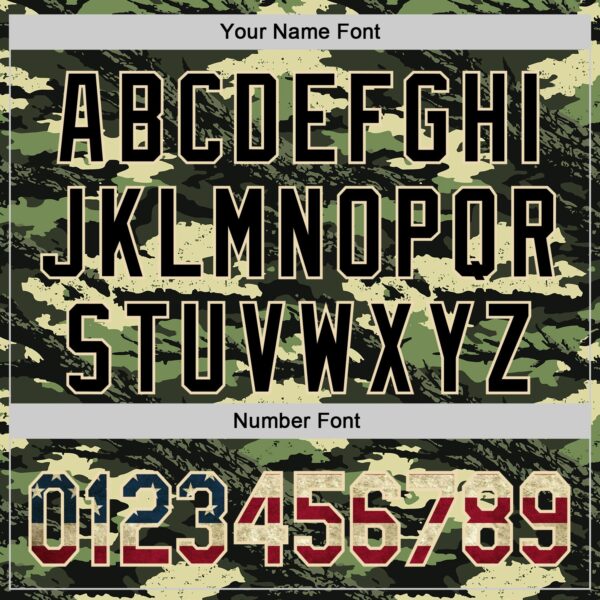 Custom Camo Vintage USA Flag Cream-Black Woodland Forest Tactical Camouflage Outdoor Leaf Authentic Baseball Jersey