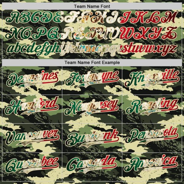 Custom Camo Vintage Mexican Flag Cream-Red Woodland Forest Tactical Camouflage Outdoor Leaf Authentic Baseball Jersey