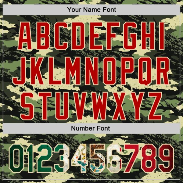 Custom Camo Vintage Mexican Flag Cream-Red Woodland Forest Tactical Camouflage Outdoor Leaf Authentic Baseball Jersey