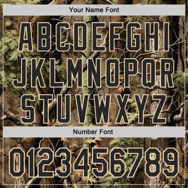 Custom Camo Black-Cream Woodland Forest Tactical Camouflage Outdoor Leaf Authentic Baseball Jersey