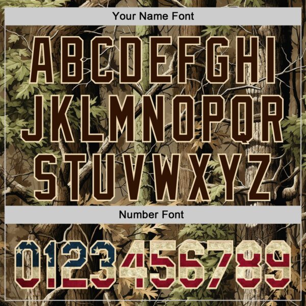 Custom Camo Vintage USA Flag Cream-Brown Woodland Forest Tactical Camouflage Outdoor Leaf Authentic Baseball Jersey