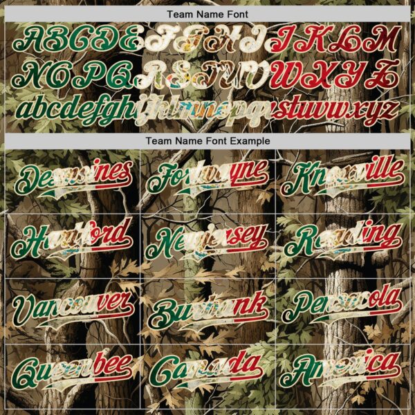 Custom Camo Vintage Mexican Flag Cream-Red Woodland Forest Tactical Camouflage Outdoor Leaf Authentic Baseball Jersey