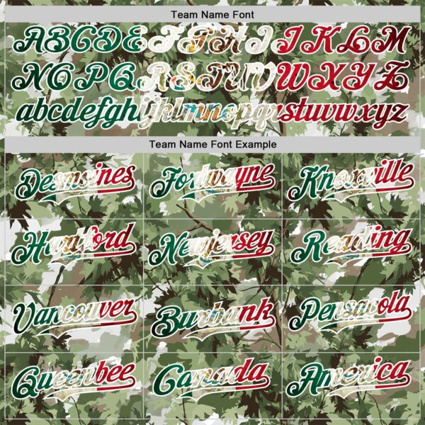 Custom Camo Vintage Mexican Flag White-Olive Woodland Forest Tactical Camouflage Outdoor Leaf Authentic Baseball Jersey
