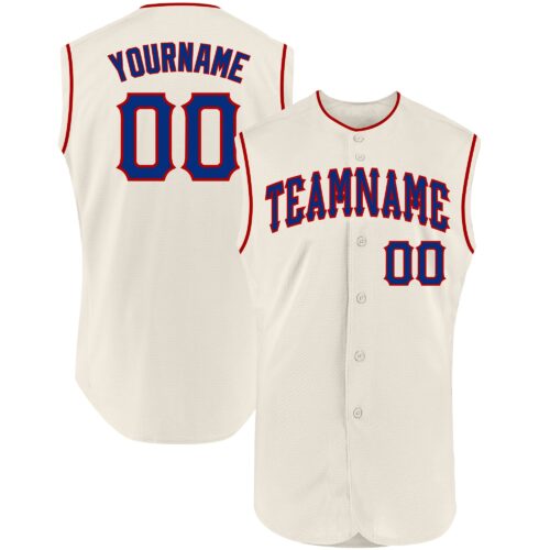 Cream0217 Custom Cream Royal-Red Authentic Sleeveless Baseball Jersey