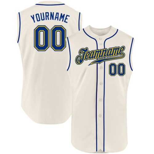 Cream0219 Custom Cream Royal-Gold Authentic Sleeveless Baseball Jersey