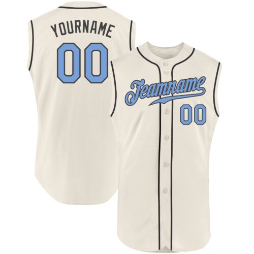 Cream0225 Custom Cream Light Blue-Steel Gray Authentic Sleeveless Father's Day Baseball Jersey