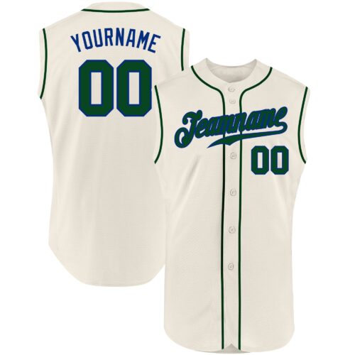 Cream0227 Custom Cream Green-Royal Authentic Sleeveless Baseball Jersey