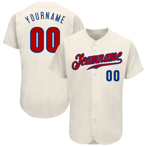Cream0345_9922472d-5d54-4c2b-9648-f4b4cde937a5 Custom Cream Red-Royal Authentic Baseball Jersey