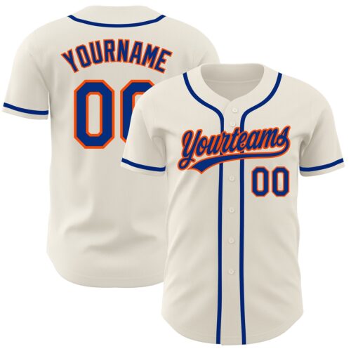 Cream0383 Custom Cream Royal-Orange Authentic Baseball Jersey
