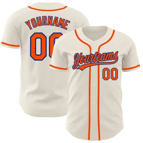 Cream0384 Custom Cream Orange-Royal Authentic Baseball Jersey
