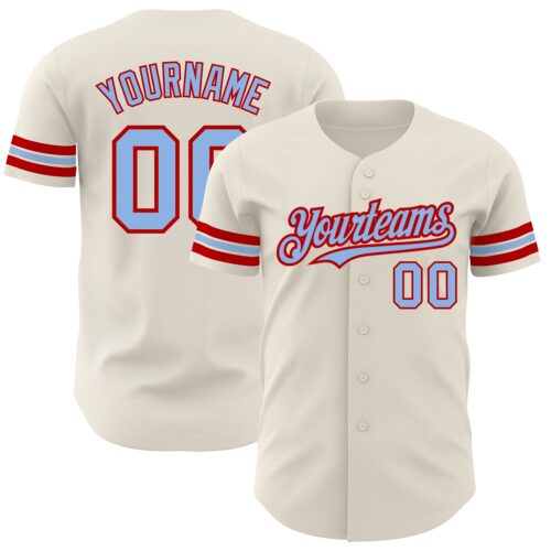 Cream0614 Custom Cream Light Blue-Red Authentic Baseball Jersey