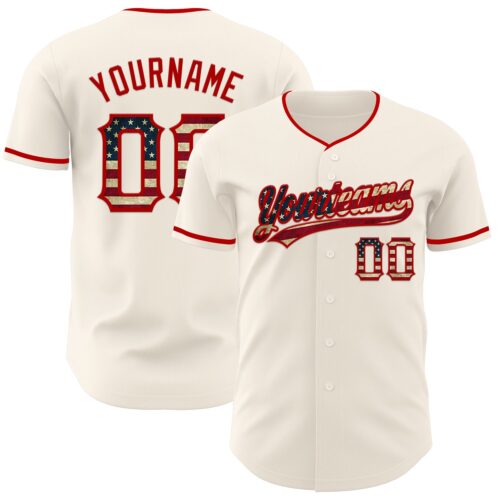 Cream1155_bc25b654-b667-4310-83f2-34869e1a9ce6 Custom Cream Vintage USA Flag-Red Authentic Baseball Jersey