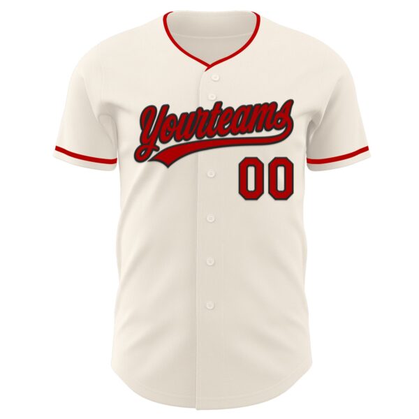 Custom Cream Red-Black Authentic Baseball Jersey