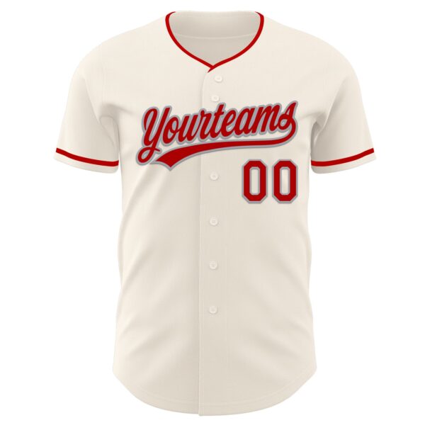 Custom Cream Red-Gray Authentic Baseball Jersey