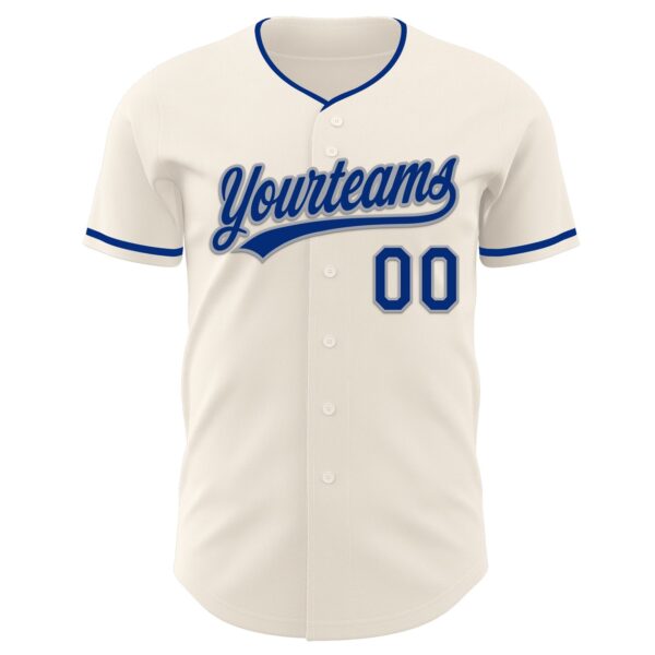 Custom Cream Royal-Gray Authentic Baseball Jersey