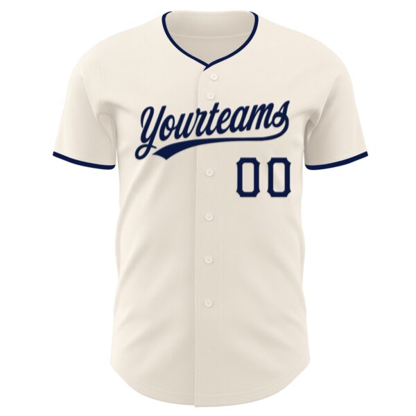 Custom Cream Navy Authentic Baseball Jersey