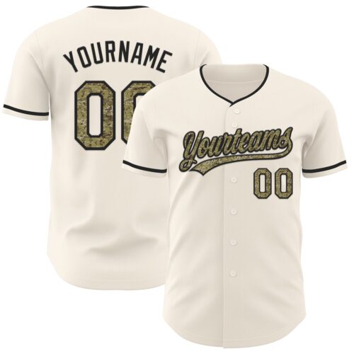 Cream1162_c48058d7-7313-49d2-b1b4-5922b3f41a59 Custom Cream Camo-Black Authentic Baseball Jersey