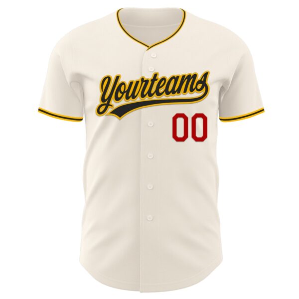 Custom Cream Red Gold-Black Authentic Baseball Jersey