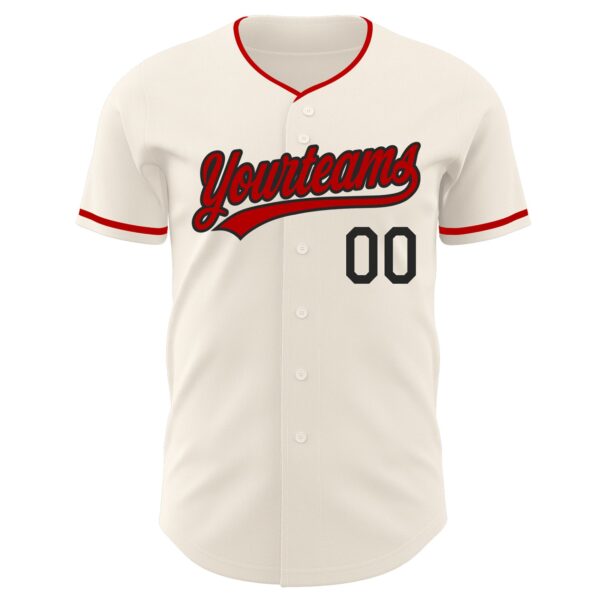 Custom Cream Red-Black Authentic Baseball Jersey