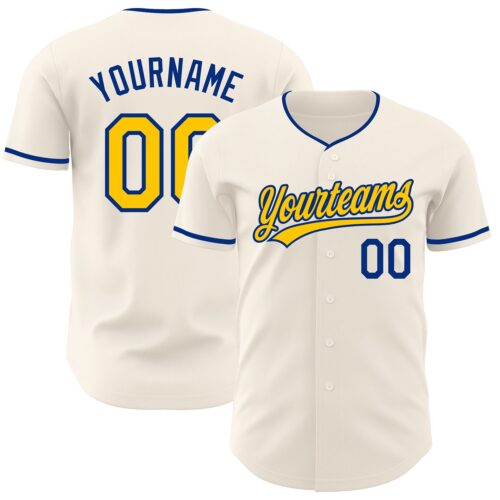 Cream1200 Custom Cream Yellow-Royal Authentic Baseball Jersey