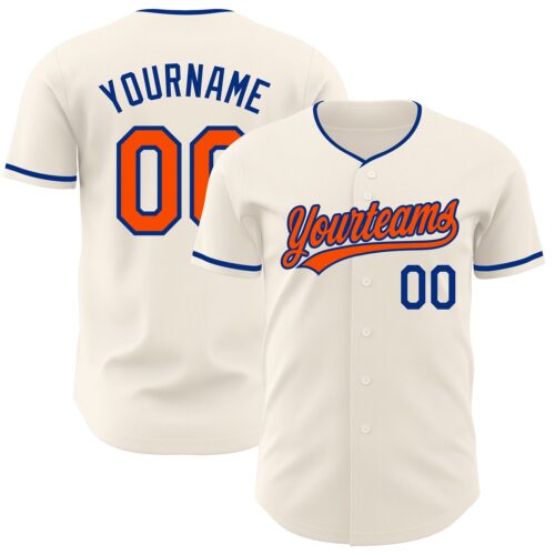 Cream1201 Custom Cream Orange-Royal Authentic Baseball Jersey
