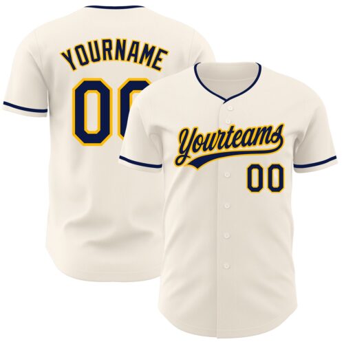 Cream1210 Custom Cream Navy-Gold Authentic Baseball Jersey