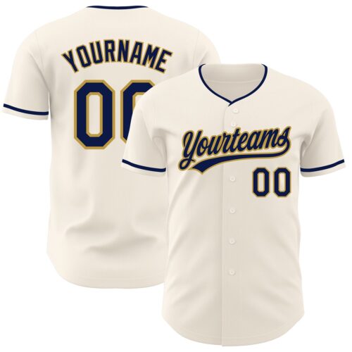 Cream1213 Custom Cream Navy-Old Gold Authentic Baseball Jersey