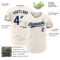 Custom Cream Navy-Gray Authentic Baseball Jersey