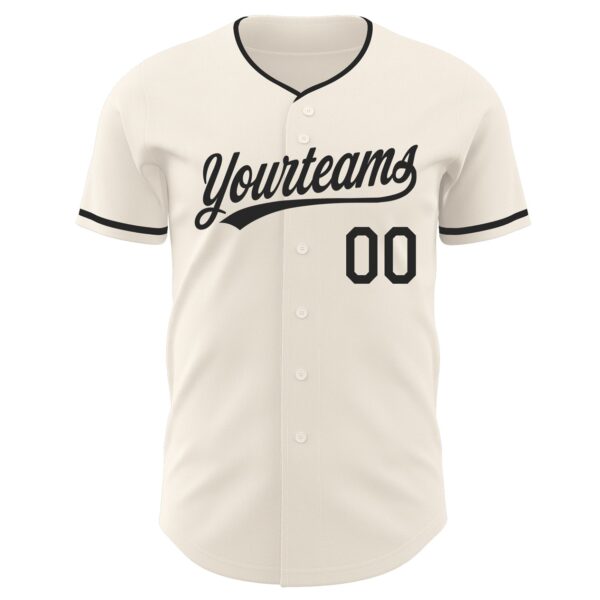 Custom Cream-Black Authentic Baseball Jersey