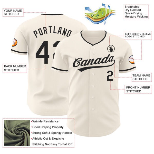 Custom Cream-Black Authentic Baseball Jersey