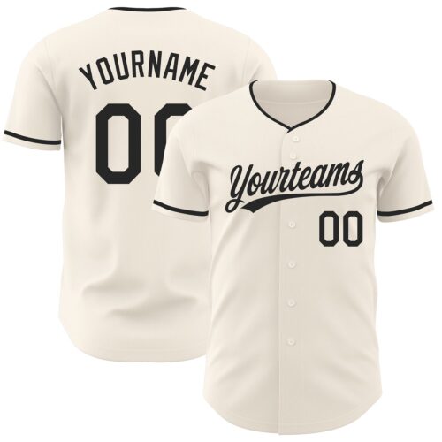 Cream1218 Custom Cream-Black Authentic Baseball Jersey