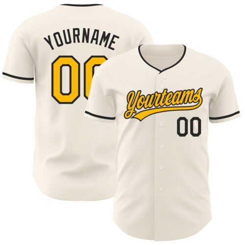Cream1220 Custom Cream Gold-Black Authentic Baseball Jersey