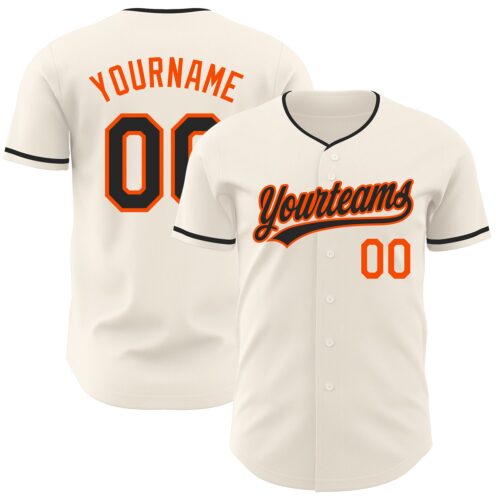 Cream1221 Custom Cream Black-Orange Authentic Baseball Jersey