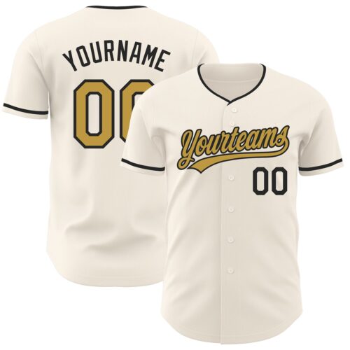 Cream1222 Custom Cream Old Gold-Black Authentic Baseball Jersey